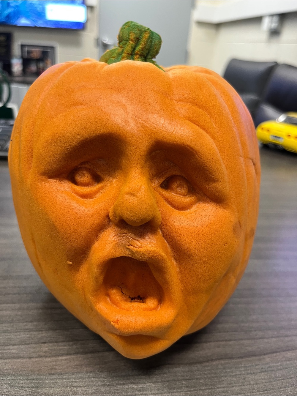 Orange Decorative Pumpkin Face Accent